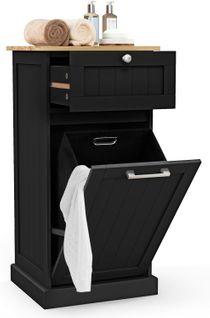 Meuble Salle De Bain Avec Tiroir,meuble Linge Placard 38l,panier à Linge Amovible,40x37x82cm,noir