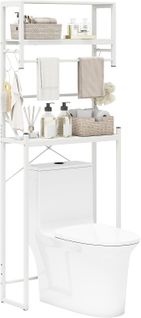 Étagère De Toilette, Meuble Wc, 3 Niveaux, Étagère De Salle De Bain,64 X 24 X 162 Cm, Blanc