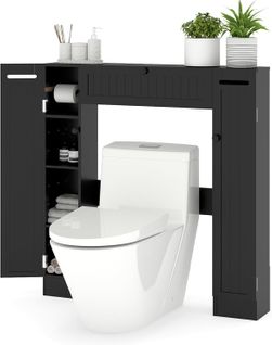 Meuble Wc Au-dessus Des Toilettes, Etagère De Rangement De Salle De Bains(19,5 X 89 X 99 Cm,noir)