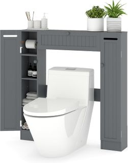 Meuble Wc Au-dessus Des Toilettes, Etagère De Rangement De Salle De Bains(19,5 X 89 X 99 Cm,gris)