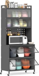 Meuble Cuisine Rangement 6 Niveaux,etagere Rangement Cuisine En Fer(80 X 40 X 182 Cm,gris)