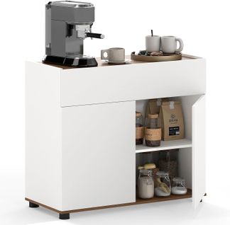 Meuble Cuisine Avec 1 Tiroir,2 Portes,kits Anti-basculement,buffet Salle à Manger,80x34.5x70cm,blanc
