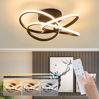 Plafonnier LED Moderne – Design Fleur Noir, 28w, Blanc Chaud 3000k, Pour Cuisine