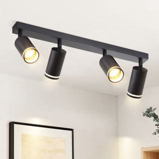 Spot De Plafond 4 Flammes Noir/blanc Lampe De Plafond Métal Gu10 Pour Chambre Couloir