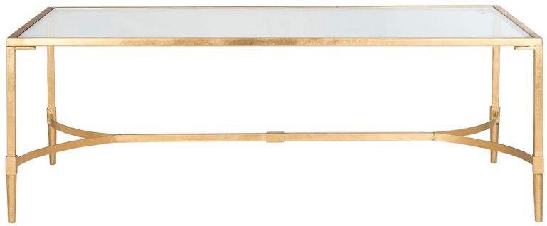 Table Basse Ferne Doré Fer/verre 127 X 66 X 46 Cm