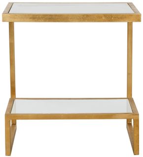 Table D'appoint Cloe Blanc/or Fer/verre 50 X 35 X 55 Cm
