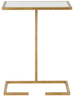 Table D'appoint Frederica Blanc/or Fer/verre 41 X 26 X 53 Cm