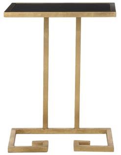 Table D'appoint Hellen Noir/or Fer/verre 40 X 25 X 53 Cm