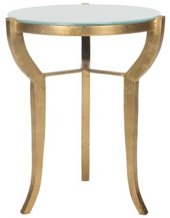 Table D'appoint Junia Blanc/or Fer/verre 42 X 42 X 52 Cm