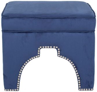 Pouf Thomasina Bleu Marine Contreplaque 54 X 54 X 45 Cm