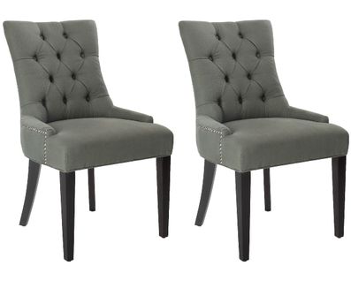 Chaises De Salle à Manger Saundra Lot De 2 Gris Fonce Bois De Bouleau