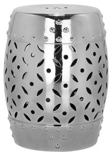 Tabouret De Jardin Birdella Argent Ceramique 33 X 33 X 47 Cm
