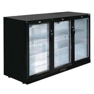 Arrière Bar Noir 3 Portes Pivotantes Vitrées Série G - 320 L -