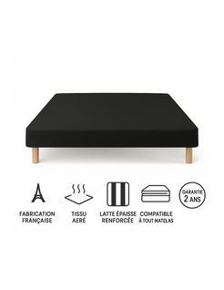 Sommier Tapissier Noir 120x190 – Fabrication Française Artisanale