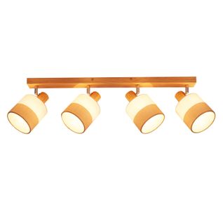 Spot Plafond 4 Flammes Vintage – Bois Et Tissu, Orientable 350°, E14 25w (sans Ampoule)