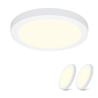 Plafonnier LED Plat 18 W Pour Salle De Bain -  Lot De 2 Blanc Chaud 3000k - Ip44 - Moderne(ø23cm)