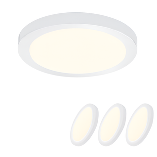 Plafonnier LED Plat 18 W Pour Salle De Bain -  Lot De 3- Blanc Chaud 3000k - Ip44 - Moderne (ø23cm)