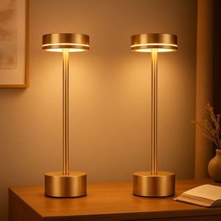 Lot de 2 lampes à poser de table LED et chevet doré - Tactile à intensité variable USB-C H.31.5 cm