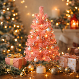 Mini Sapin De Noël Artificiel Rose Aiguilles Réalistes 60 Cm