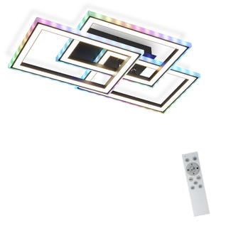 Plafonnier LED  Pour Salon 45 W Couleurs Changeantes Rvb Noir Intensité Variable Avec Télécommande