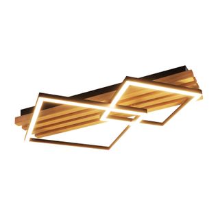 Plafonnier LED En Bois à Intensité Variable : 55 Cm,lampe De Chambre Carrée,moderne,géométrique 36 W