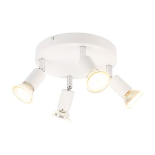 Spot De Plafond LED  Blanc - Plafonnier Orientable 4 Flammes Gu10 En Métal Moderne