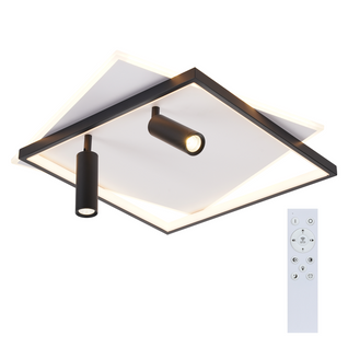 Plafonnier LED  Salon : Lampe De Salon Dimmable 62w Avec 2 Spots De Plafond Noir Avec Télécommande