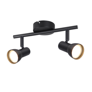 Spot De Plafond  2 Flammes, Noir, Moderne, Gu10, Métal, Pivotant à 350°