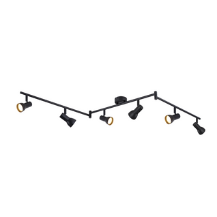 Plafonnier  6 Lampes Gu10 Noir En Métal Pour Chambre Et Couloir