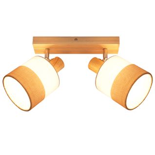 Plafonnier LED 2 Feux Spot Plafonnier Couloir Lampe Bois E14 Vintage Orientable 350°