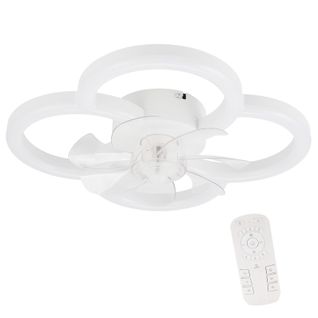 Ventilateur Plafond LED Blanc Silencieux Avec Télécommande, Lumière Dimmable 6 Vitesses et Timer