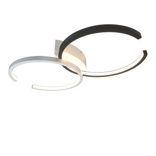 Plafonnier LED Noir Et Blanc Moderne, Lampe 24w Design 54cm, 3000k Blanc Chaud