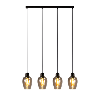 Suspension Noire Vintage E27, 1-flamme Verre Fumé Pour Cuisine Et Chambre à Coucher (sans Ampoule)