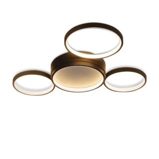 Plafonnier LED Design 29w Noir 4 Anneaux Blanc Chaud Moderne Salon Chambre