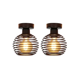 Plafonnier Vintage Plafonnier 2 Lampes De Couloir Rétro Noir E27 Max.40w Sans Ampoules