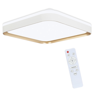 Plafonnier LED Carré Dimmable, 30 cm, 32 W, Blanc. Pour chambre, salon, avec télécommande.