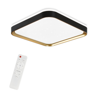 Plafonnier LED Carré 32w 30cm Noir Or Dimmable Télécommande Moderne Salon