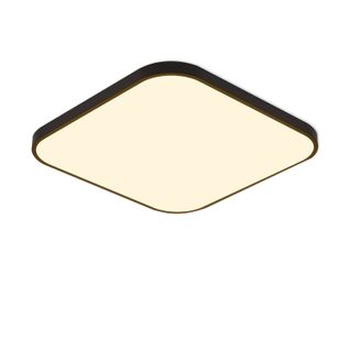 Plafonnier LED Ip44 Noir 27 Cm 15 W Chambre Cuisine Dimmable Avec Télécommande Carrée