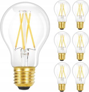 Lot De 6 Ampoules LED E27 Blanc Chaud A60 Vintage 4w 2700k Lampe à Économie D'énergie