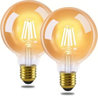 Lot de 2 Ampoules LED E27 G80 Vintage, Filament Edison 4W 2700K Blanc Chaud