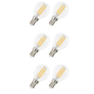 Lot 6 Ampoules LED E14 G45 4w Vintage Edison Blanc Chaud 2700k Filament