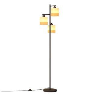 Lampadaire 3 Lampes Blanc Tissu E27(sans Ampoule)