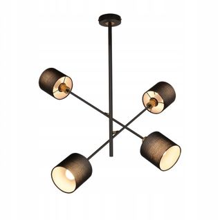 Suspension Métal Noir E14 Max. 25w Diam. 85 Cm 4 Ampoules Abat-jour Salon Plafonnier