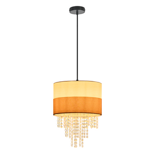 Suspension Vintage - Lustre 1 Lampe Cristal Tissu E27, Luminaire Rétro Réglable (sans Ampoule)