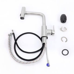 Robinet De Cuisine Extractible  Mitigeur D'évier 360° Avec Douchette En Acier Inoxydable