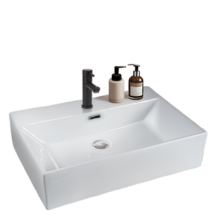 Nettlife Vasque à Poser Carrée, 51 X 42 Cm, Lavabo De Salle De Bain En Céramique Blanche.