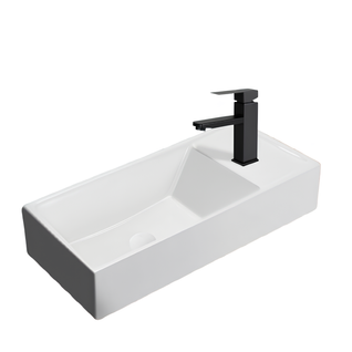 Nettlife Vasque à Poser, Lavabo De Salle De Bain Céramique Blanc - Vasque Carrée 40 X 22cm