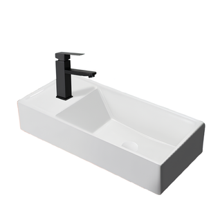 Nettlife Vasque à Poser, Lavabo De Salle De Bain Céramique Blanc - Vasque Carrée 40 X 22cm