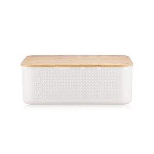 Boîte à Pain Avec Couvercle 29 Cm En Bambou Blanc En Plastique