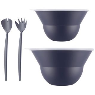 Lot De 2 Saladiers 3l/4.9l Avec Couvercle + Couverts Bleu - K2551-540-143s-1